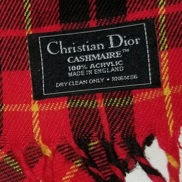 Christian Dior Cashmaire - plaid tartan scarf made in England - Picture 9 of 9